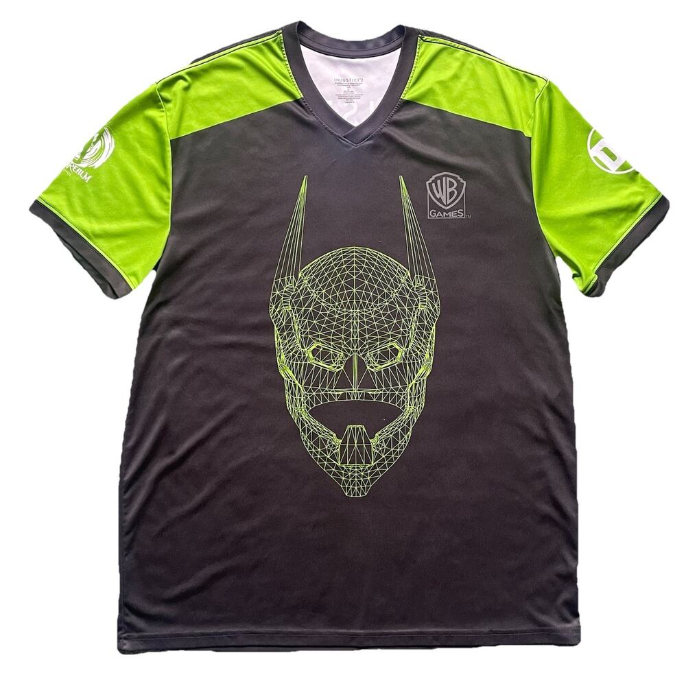 Injustice 2 Jersey Mens XL WB Games DC Comics Black Green Short Sleeve Shirt